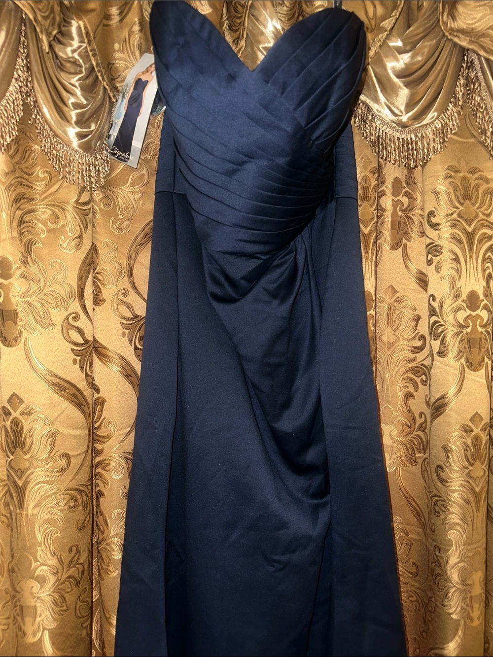Alfred Angelo Strapless Navy Blue Formal Gown